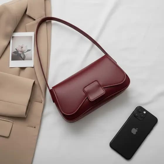 Bolsa Emily Feminina Minimalista – Estilo Baguete com Alça de Ombro