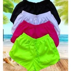 Kit 04 Shorts Feminino Tactel Liso Academia Fitness Basico shorts Tactel Feminino Saída de praia pareô Canga Short de Academia Moda Verão