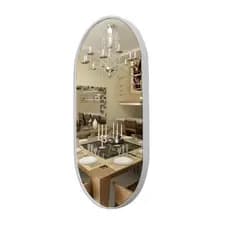 Espelho Decorativo Oval Corpo Inteiro Luxo com Moldura Couro