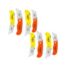 Kit 8 Estilete Canivete Trapezoidal Dobrável + 40 Lâminas