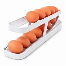 Porta Ovos Bandeja Dispenser Rolante Organizadora Ate 14 Un Cor Branco