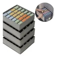 Kit 4 Organizador Colmeia De Roupa Meia Íntima 24 Divisorias Cinza-escuro