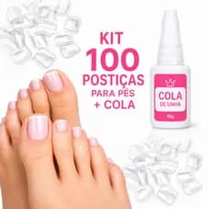100 TIPS DE PÉ TRASPARENTE + COLA - ALONGAMENTO PRÁTICO E NATURAL