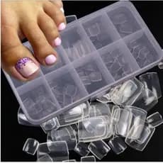 100 Unhas Tips Postiças para Pé – Alongamento Cor Transparente -Alongamento Profissional -Unhas Postiças Pedicure