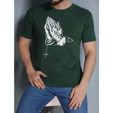 Camiseta Masculina Manga Curta Mao Jesus Fe Cristo Estampada Masculino Unissex