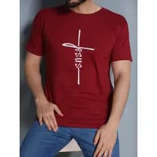 Camiseta Masculina 100% Algodão Camisa Católica Evangélica Casual Estampada Básica Unissex Jesus Cristo Fé