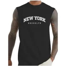 camiseta regata masculina oversized grande streetwear new york academiea