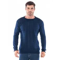 Suéter Masculino de Tricot Básico Liso Gola Redonda