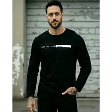 Camiseta manga longa masculino camisa blusa sem capuz basico