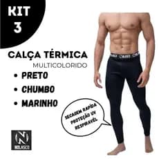 CALÇA TÉRNICA NOLASCO KIT 03 MULTICOLORIDO FITNESS PROTEÇÃO UV50+ CORRIDAS CAMINHADAS ESPORTES AO AR LIVRE