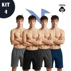 Samba Canção Algodão Kit 4 Pijamas Masculino Coloridos conforto Short para Dormir/descansar/Laze