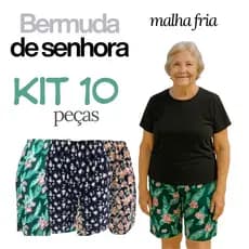 kit 10 Bermuda de Senhora em Malha Fria CÓS alto – Leve, Fresca e Confortável fresquinha uso casual