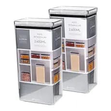 Kit 2 Potes Hermético Grande 2600ml Acrílico Transparente Organizadores Multiuso