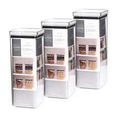Kit Multiuso 3 Potes Herméticos 2200ml Organização Despensa Mantimentos