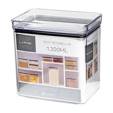 Pote Hermético Retangular Organizador Multiuso Paramount Lumini 1300ml