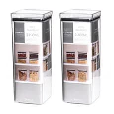 Kit 2 Potes Quadrados Porta Macarrão Herméticos Organizadores 2.200ml Novo