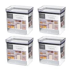 Kit 4 Potes Herméticos Médio Paramount Lumini 1300ml Organizador Transparente Empilhável