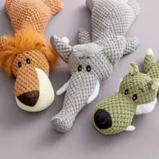 Brinquedo Pelúcia Pet Safari Leão Tigre Elefante Interativo Para Cães e Gatos Anti Estresse