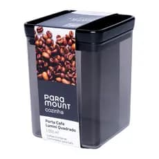 Pote Porta Café Hermético Preto Opaco Contra Luz Quadrado 1000 ML Lumini