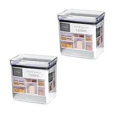 Kit 2 Pote Hermético 1300ml Organizador Multiuso Empilhável Médio Retangular