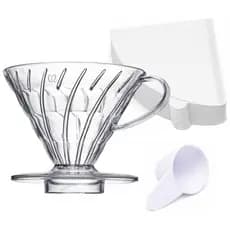 Kit Suporte Filtro Café V60 + 100 Filtros Papel 102 Cônico Com Colher Dosadora Prático e Econômico