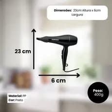 Secador Profissional Cabelo Potente 1800W Bivolt Preto Silencioso Leve