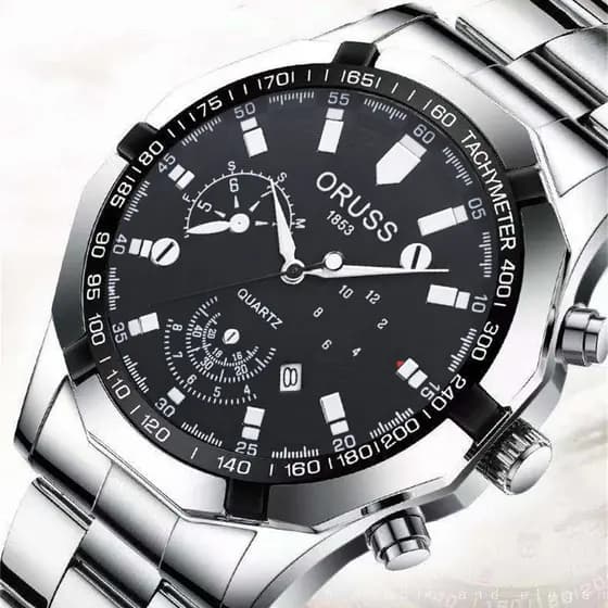 Relógio ORUSS WF Masculino Aço Inoxidável – À Prova d'Água, Quartzo Automático, Luxo