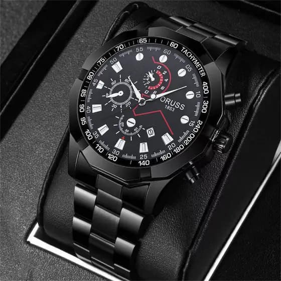 Relógio ORUSS KS Masculino Luxo – Aço Inoxidável, à Prova d'Água 30m, Luminoso