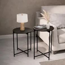 Conunto Mesa De Centro Redonda Mesinhas de Apoio Lateral Sala Quarto Mesas de Canto