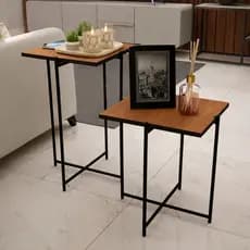 Conjunto Mesinha De Centro Quadrada Apoio Sofa Sala Kit Mesas Lateral Decorativa Recepção