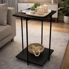 Mesinha De Centro Quadrada Dois Tampos Mesa Lateral De Apoio Sofa Sala Mesa de Cabeçeira Decorativa