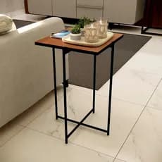 Mesinha De Centro Mesa Lateral Deapoio Sofa Sala Quadrada Estilo Industrial Alta Decorativa