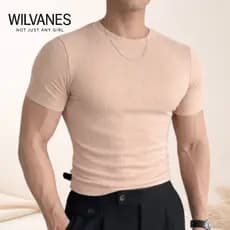 Camiseta Masculina Texturizada Alta Elasticidade Social Corrente Slim Fit Premium Americana Academia