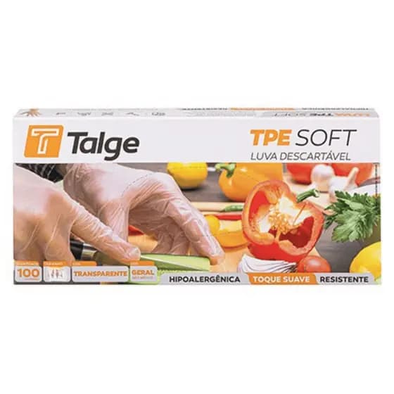 LUVAS TPE SOFT TALGE HIPOALERGÊNICA TRANSP 100UN
