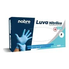 Luva Nitrílica Nobre Azul Sem Pó Hipoalergênica 100 Unidades Tamanho P