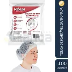 Touca Descartável Tnt Branca Sanfonada -  100 Unidades Cor Branco utilizada para garantir  segurança