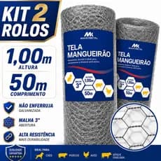 Kit 2 Telas Mangueirão 1,00x50m Fio 18 Cerca Forte Rural Galvanizada Para Cães Porco Envio Imediato