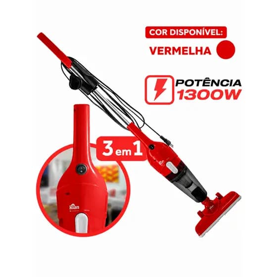 Aspirador De Pó 3 Em 1 Linha Premium Sucção Forte Multifuncional Para Limpeza De Casa Carro 1300W