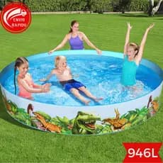 Piscina Infantil Inflável Redonda Semirrígida Colorida 946 Litros 183x38cm para Crianças Piscina Estampa Dinossauro para Brincar na Praia ou Casa
