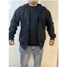 R&S Moletom G1 G2 G3 Blusa de Frio Flanelada Masculino Plus Size Básico Lisa Com Capuz e Zíper Bolso