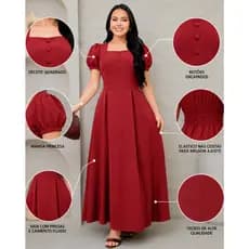 Vestido longo feminino  evangélico elegante manga princesa