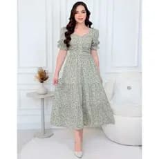 vestido midi feminino evangélico  elegante manga curta