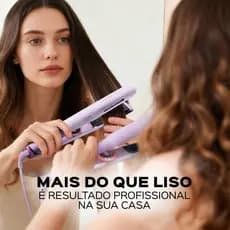Chapinha De Cabelo Prancha Profissional Lena Titanium Care Íons+ 2 em 1 Aquecimento Rápido