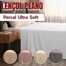 Lençol Plano Solteiro Casal e Queen Percal Ultra Soft 400 Fios Respirável com Bainha