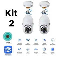 Kit 1 - 2 Câmera Segurança Prova D'água Infravermelho Lâmpada Externa 360 Sem Fio Wifi 2.4G - ICSEE YOOSEE