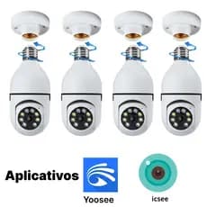 Kit 1-4 Câmera Segurança Prova D'água Infravermelho Lâmpada Externa 360 Sem Fio Wifi 2.4G - ICSEE YOOSEE