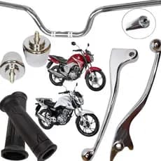Kit Guidão Cargo + Manete Cromado + Manopla Vazada + Peso Pcx Honda Titan 125 150 160