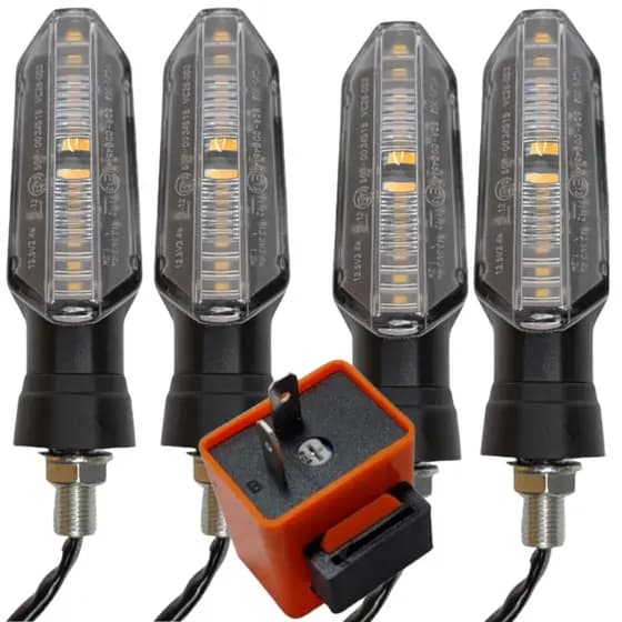 Kit 4 Pisca Seta Led Sequencial Rosca + Rele Pisca de Led 2 Pinos 12v Xre 300 Cb 300 Bros 150 160