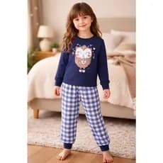 PIJAMA INFANTIL FEMININO CORUJA COM PUNHO