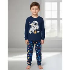 Pijama Infantil Masculino Inverno Astronauta - Hey Kids Azul